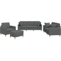 vidaXL Ensemble de canapés 4 pièces avec coussins Tissu gris foncé
