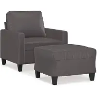 vidaXL Fauteuil avec tabouret Gris 60 cm Similicuir