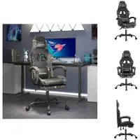 vidaXL Chaise de jeu avec repose-pieds pivotant noir camouflage similicuir - Fauteuil de jeu