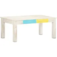 vidaXL Table basse Blanc 110x60x45 cm Bois massif Mango - Table basse - Tables basses - Table basse en bois