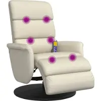 Syfax Fauteuil inclinable de massage et repose-pieds crème similicuir