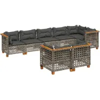 vidaXL Ensemble de jardin canapé 8 pièces avec coussins Gris Poly rotin