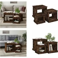 vidaXL Tables basses 3 pcs. Chêne fumé Matériau dérivé du bois - Table basse - Tables basses - Table d'appoint