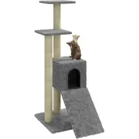 Syfax Arbre à chat avec griffoirs en sisal Gris clair 92 cm