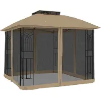 Syfax Tonnelle avec double toit et parois en filet taupe acier