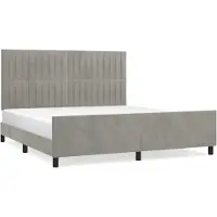 Syfax Cadre de lit sans matelas gris clair velours