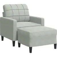 Syfax Fauteuil avec repose-pied Gris clair 60 cm Velours