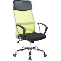 Generic Rebecca Mobili Chaises de bureau en similicuir et nylon, noir et vert