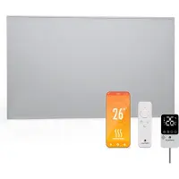 Blumfeldt radiateur infrarouge mural 600 W – thermostat externe, IP44, télécommande & appli, efficacité énergétique 95%, pour salle de bain, aluminium, verrouillage parental, 10-15 m²