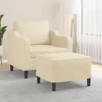 Prolenta Maison Exclusive - Fauteuil avec repose-pieds, couleur crème, 60 cm, tissu
