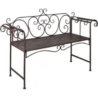 The Living Store Banc de jardin 132 cm acier brun antique
