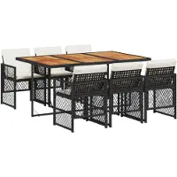 vidaXL Ensemble de jardin 7 pièces avec coussins Noir Poly Rattan