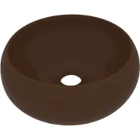 Syfax Lavabo rond de luxe Marron foncé mat 40x15 cm Céramique