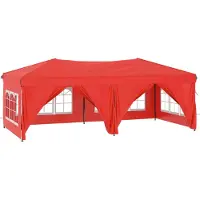 Syfax Tente de réception pliable avec parois Rouge 3x6 m