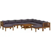 Syfax Salon de jardin 11 pcs avec coussin Bois d'acacia solide