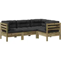 vidaXL Ensemble de canapés de jardin 4 pièces avec coussins Pin imprégné