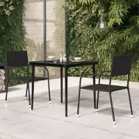 The Living Store Table à manger de jardin noire 80x80x74 cm Acier et verre