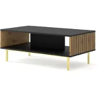 Furnlux Classic FURNLUX Table basse Ravenna F Noir Et Beige Et Or 90cm / Couleur principale : Noir / Dimensions : 90 x 45 x 60 cm