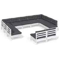 Syfax Salon de jardin 11 pcs avec coussins blanc bois de pin solide
