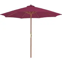 Syfax Parasol d'extérieur avec mât en bois 300 cm rouge bordeaux
