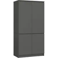 Akord Armoire 4 Portes Graphite Brillant 90X51X180