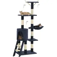 Syfax Arbre à chat avec griffoirs en sisal 138 cm Bleu foncé