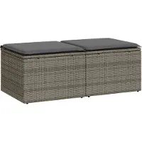 Syfax Salon de jardin 2 pcs avec coussins gris résine tressée acacia