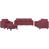 vidaXL Ensemble de canapés 4 pièces avec coussins vin rouge Tissu