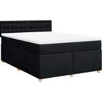 vidaXL Lit boxspring avec matelas noir 140x200 cm Tissu