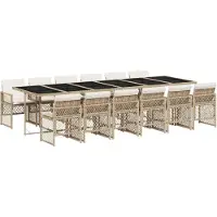 Syfax Ensemble à manger de jardin et coussins 13 pcs beige