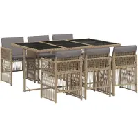 vidaXL Ensemble de jardin 7 pièces avec coussins Mélange beige Poly rotin