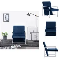 vidaXL Fauteuil avec pieds chromés Bleu Velours - Fauteuil