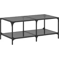 Syfax Table basse avec dessus en verre noir 98,5x50x40 cm acier