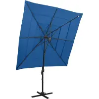 Prolenta Maison Exclusive - Parasol à mât en aluminium, toile 4 couches, bleu azur, 250 x 250 cm