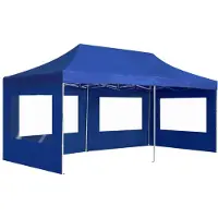 vidaXL Tente De Réception Pliable Avec Parois Aluminium 6 X 3 M Bleu