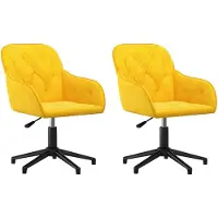 Syfax Chaises pivotantes à manger lot de 2 Jaune Velours