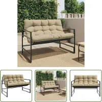 The Living Store Banc de jardin avec coussin Taupe 113 cm Acier