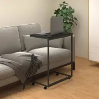 Prolenta Maison Exclusive - Table d'appoint à roulettes Noir 55x35x70 cm Matériau dérivé du bois
