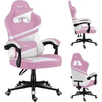 Huzaro Force 4.4 | Chaise de jeu Chaise de bureau Chaise de bureau ergonomique | Appuie-tête Coussin lombaire Réglable en hauteur Fonction bascule | Tissu | Rose