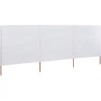 Syfax Paravent 3 panneaux Tissu 400 x 80 cm Blanc sable