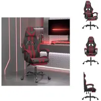 vidaXL Chaise de jeu avec repose-pieds pivotant noir & bordeaux similicuir - Fauteuil de jeu