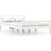 Syfax Cadre de lit sans matelas blanc bois massif 150x200 cm