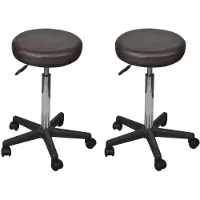 Syfax Tabourets de bureau lot de 2 Marron 35,5x84 cm Similicuir