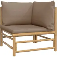 Syfax Canapé d'angle de jardin avec coussins taupe bambou