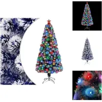 vidaXL Sapin de Noël artificiel avec éclairage 150 cm fibre de verre - Sapins de Noël