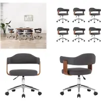 vidaXL Chaise de salle à manger pivotante 6 pcs. Gris Bois courbé et tissu - Chaise de salle à manger - Chaise de salle à manger - Chaise de salle à manger