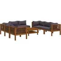 Syfax Salon de jardin 9 pcs avec coussin Bois d'acacia solide