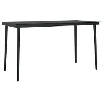 Syfax Table à dîner de jardin Noir 140x70x74 cm Acier et verre