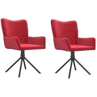 Syfax Chaises pivotantes à manger lot de 2 Rouge bordeaux Velours