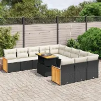 Prolenta Maison Exclusive - Salon de jardin 11 pcs avec coussins noir résine tressée